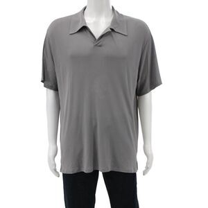 Armani Collezioni Mens Silk Collared Gray Short Sleeve T-Shirt Size 2XL